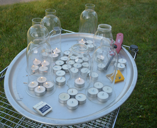 Glass covers for the candles.